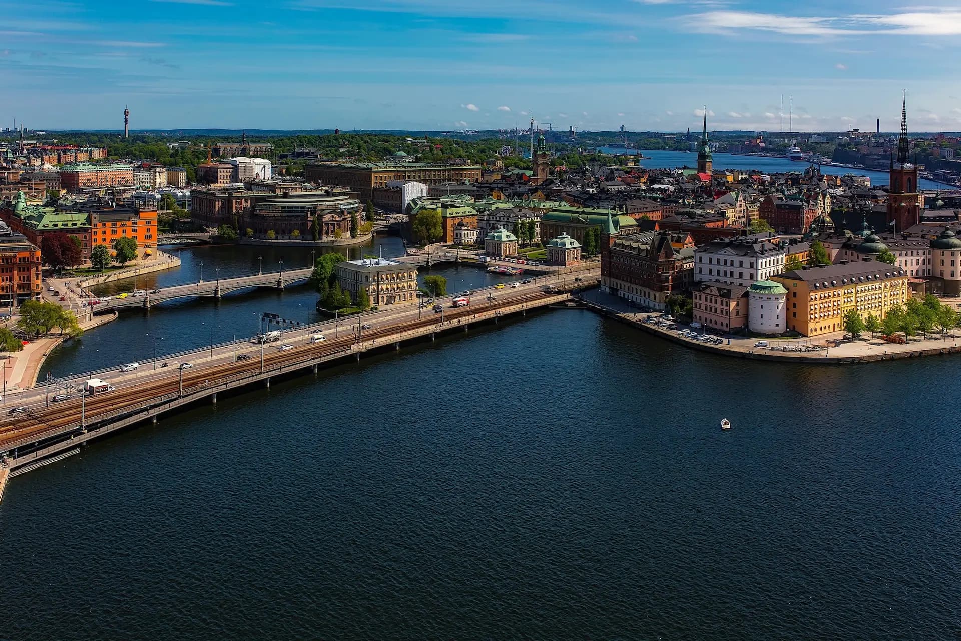 Skyline of Stockholm in warm evening light